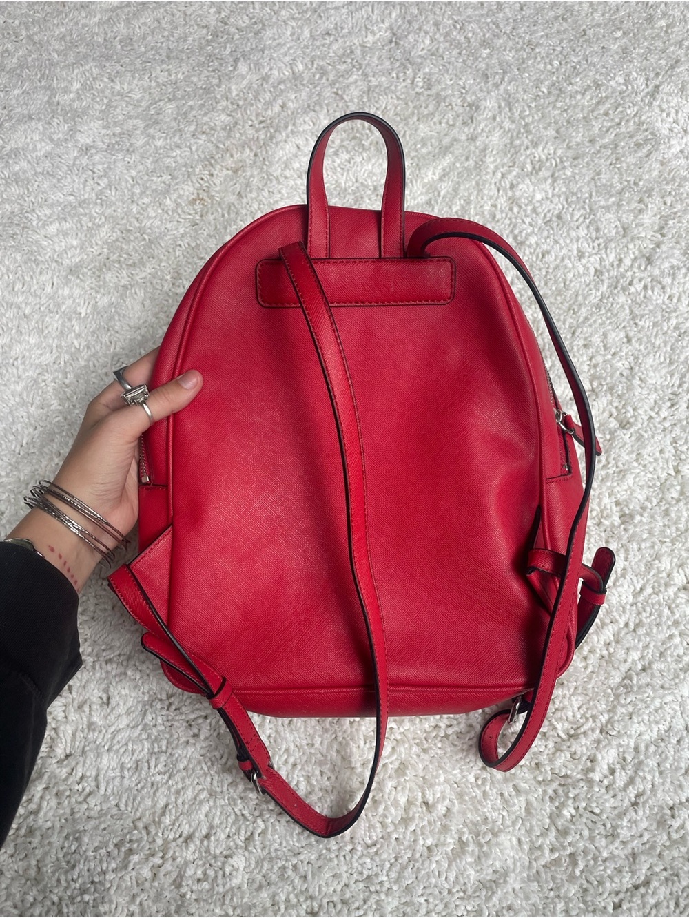 GUESS Red Embossed Logo Mini Backpack - Picture 4 of 8